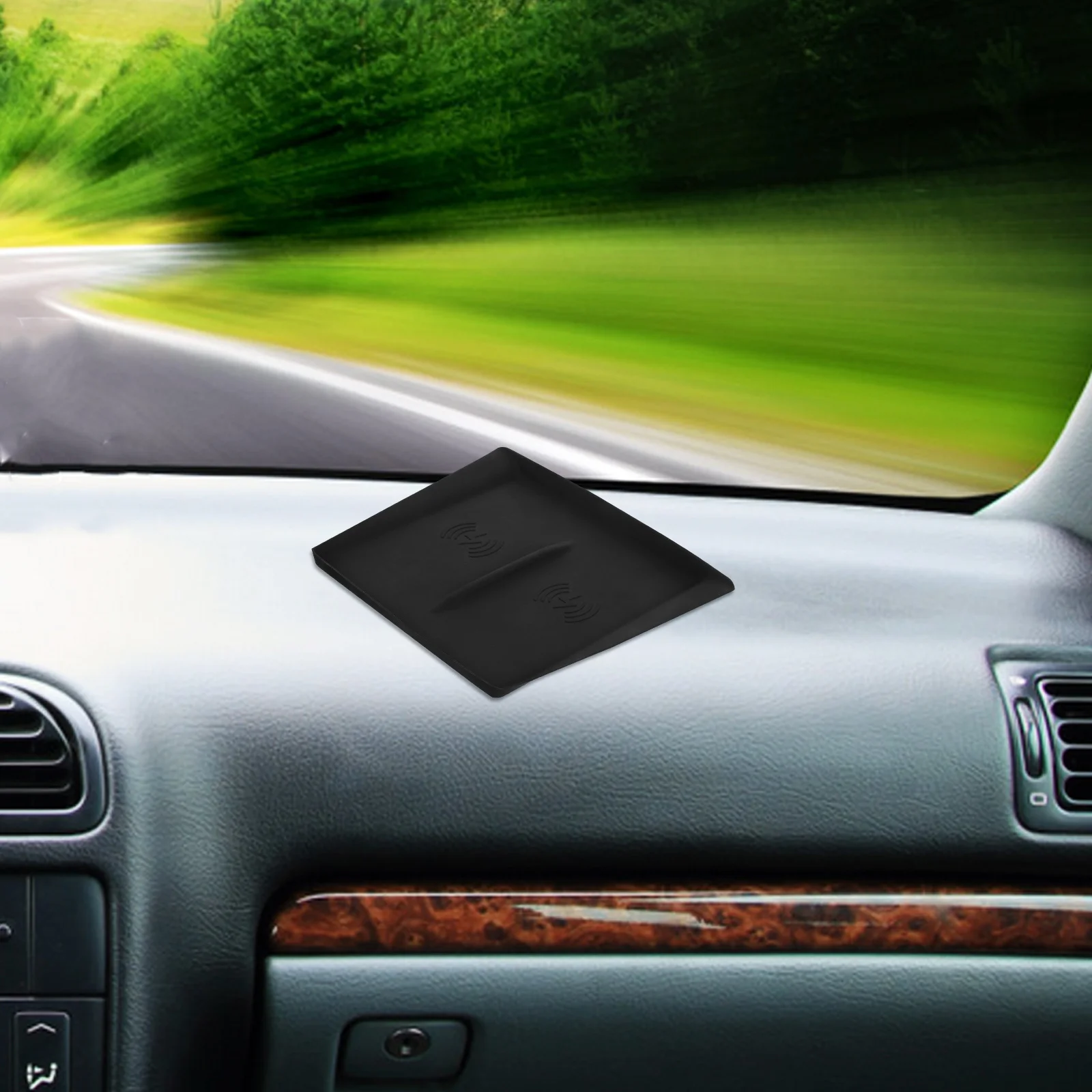 

Center Console Silicone Mat Nonslip Soft Rubber Cordless Phone Pad Car Charging Cover Anti-Slip Center Console