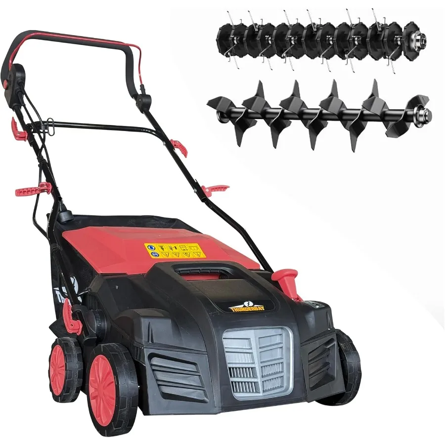 

2-in-1 Electric Dethatcher and Scarifier w/Grass Collection Bag 16-Inch 15-Amp Lawn Mowers Walk-Behind Corded Lawnmower