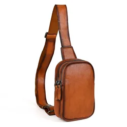 Mens Leather Mini Crossbody Bag Shoulder Sling Bag Daypacks Chest Bags for Messenger Bags Travel Backpacks Outdoor Sports