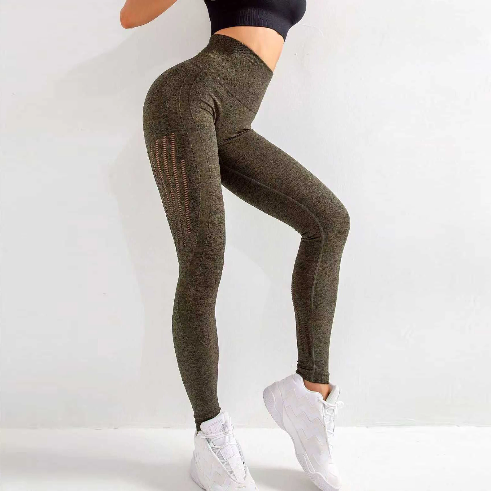 Women Gym Hollow Out Leggings Fitness Athletic Workout Exercise Leggins Yoga Pants Sports Training Elastic Tights High Waist