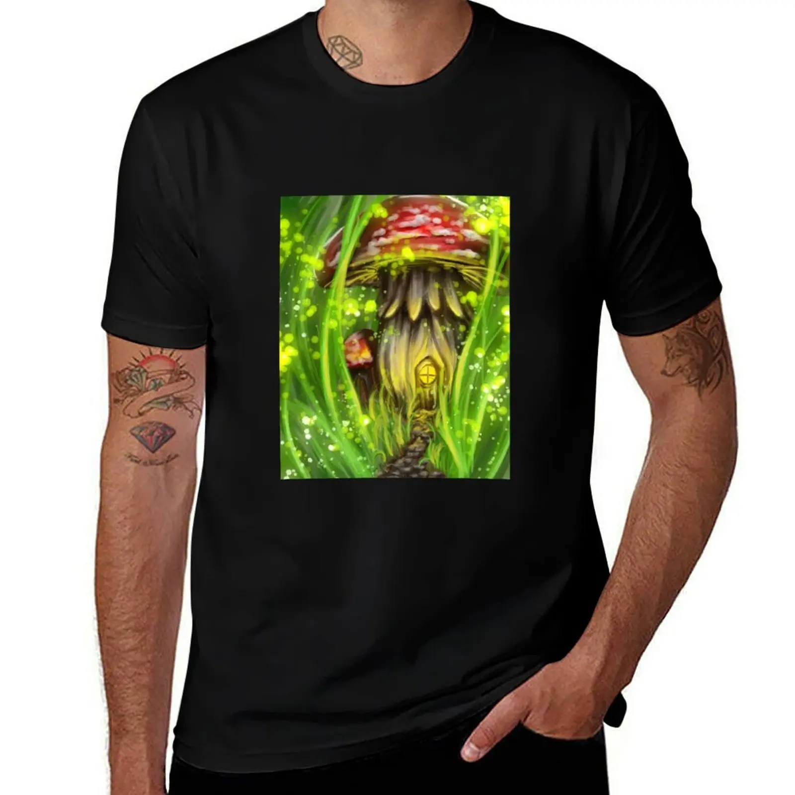 

Mushroom House - Secret Path T-Shirt plain vintage anime shirt blue archive compression shirt men