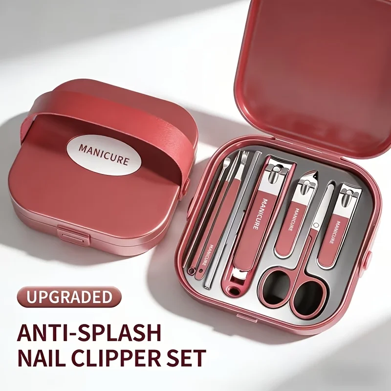 6pcs/8pcs Stainless Steel Professional Nail Care Kit | Includes Nail Clippers and Manicure Tools Portable Storage Box Ideal Gits