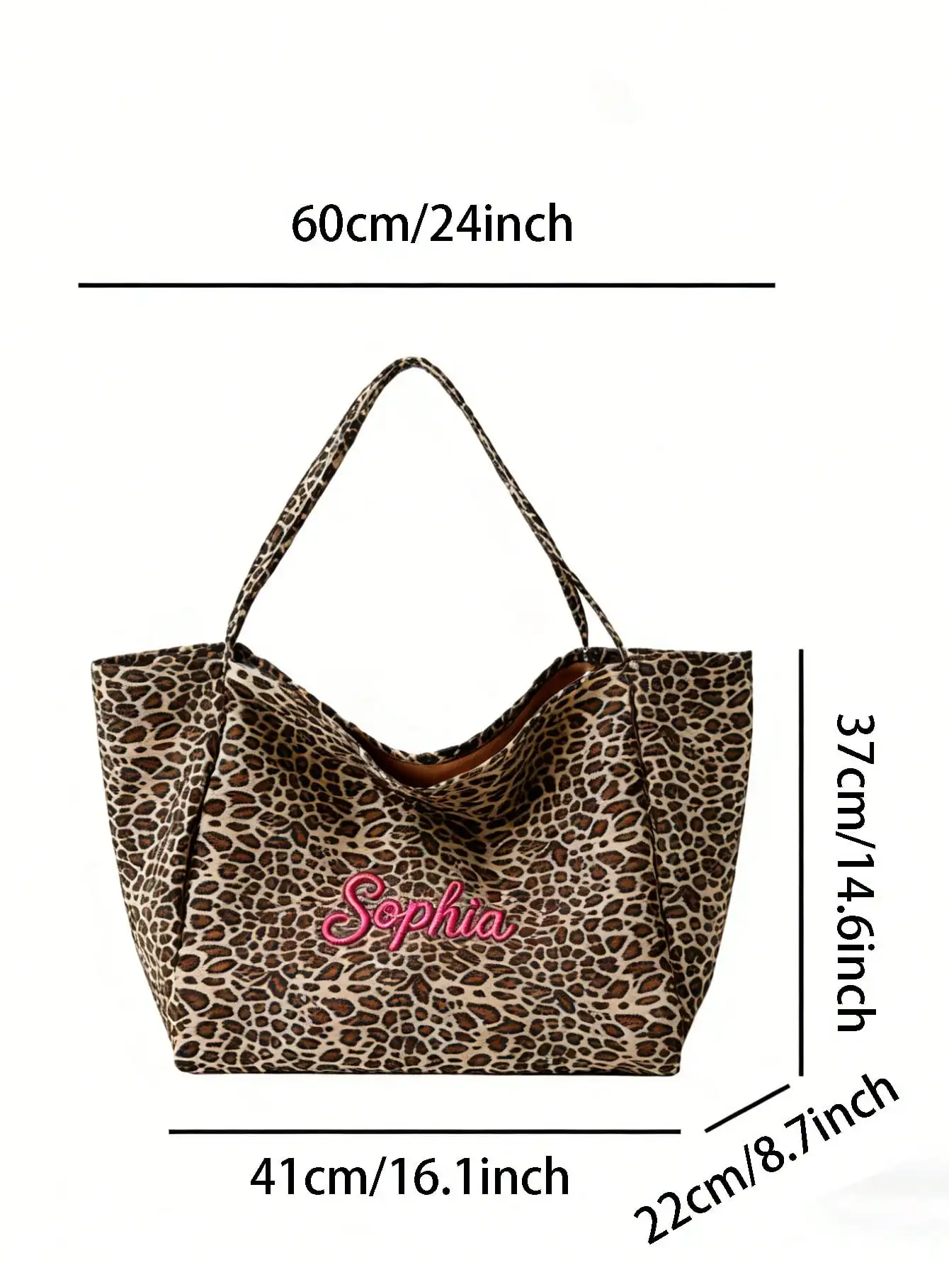 Custom Name Leopard Print Tote Bag Women Large Capacity Shoulder Bag Casual Shopping Handbag Personalized Embroidery Gift Her - view 6