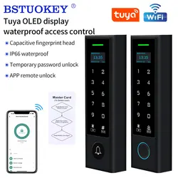 Waterproof Wifi Tuya APP Fingerprint Access Controller Standalone RFID Keyboard Touch Keypad with LCD 125KHz Door Opener System