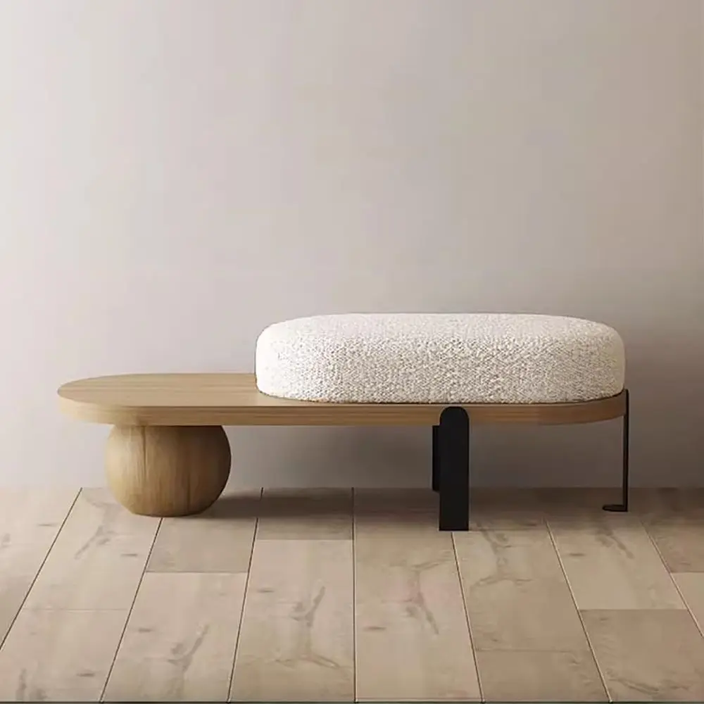 

Оттоманская скамья с обивкой в скандинавском стиле, деревянные ножки, подставка для ног в спальне, 120x35x45 см