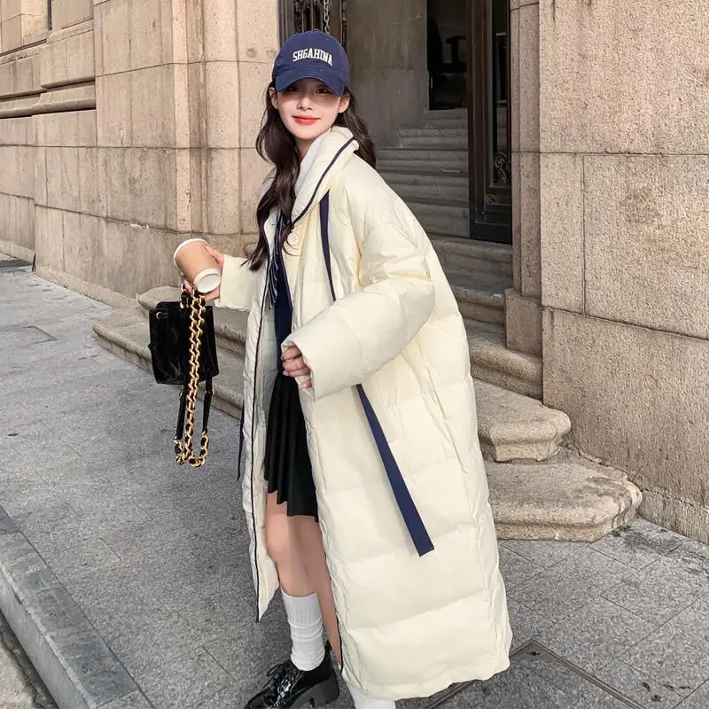 Winter New Women's Down Jacket Loose Commuter Splicing Straight Tube Coat