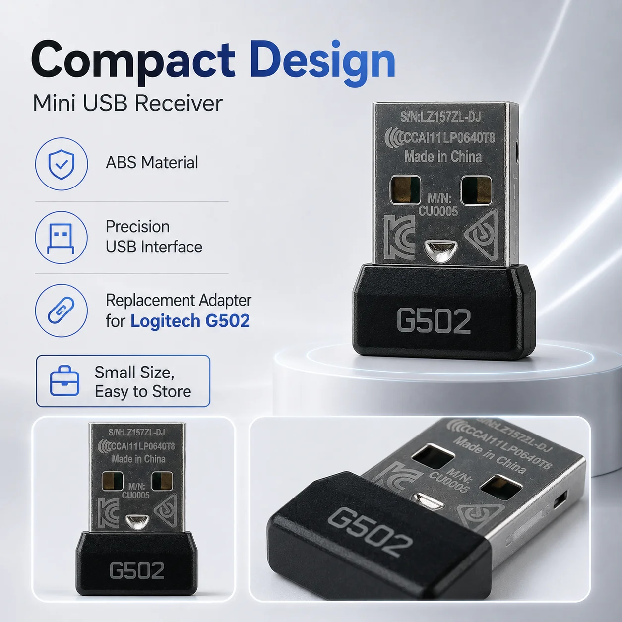 2.4Ghz USB Wireless Adapter USB Dongle for Logitech G502 Wireless Lightspeed Wireless Mouse