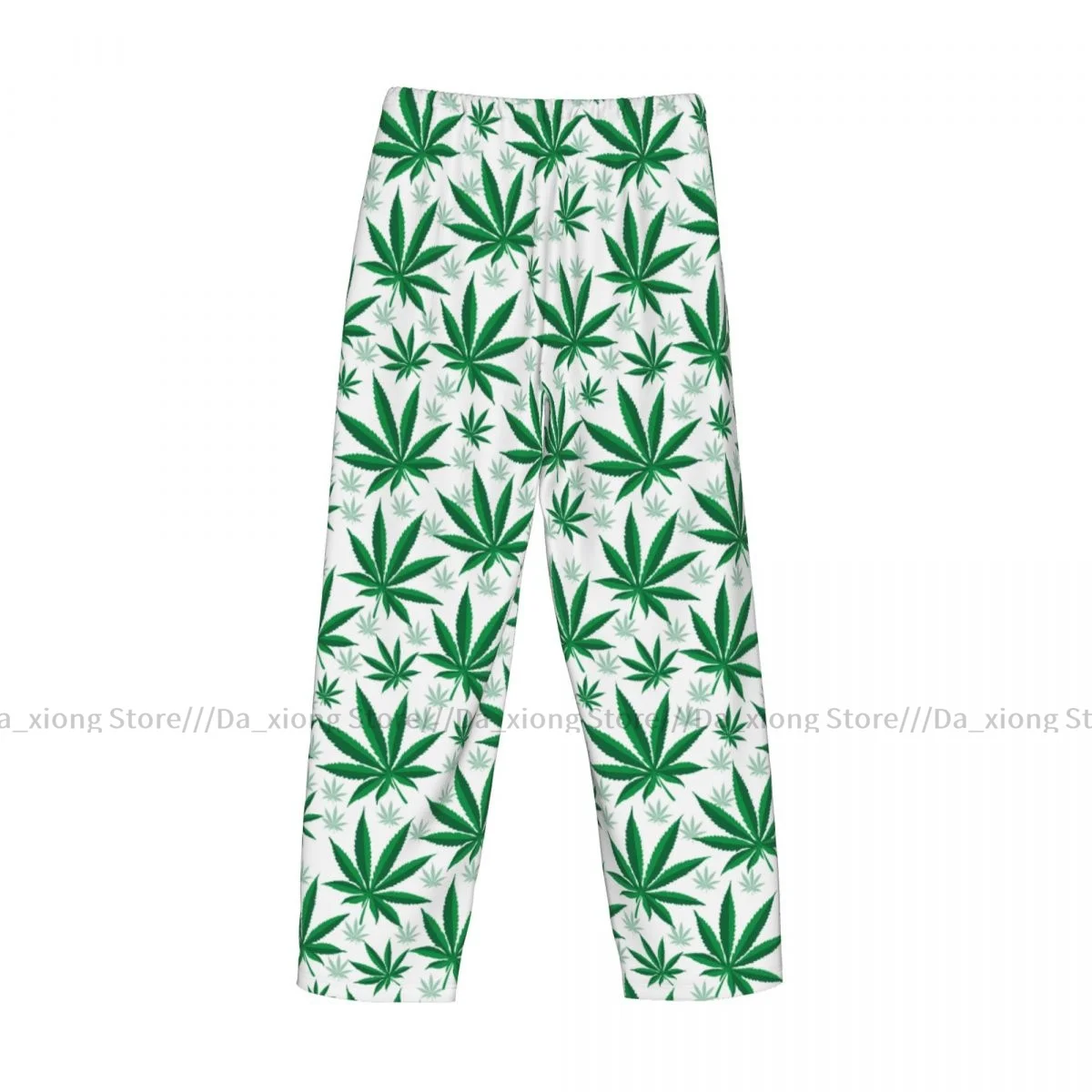 Mens Casual Pajama Long Pant Loose Elastic Waistband Herb Leaves Cozy Sleepwear Home Lounge Pants