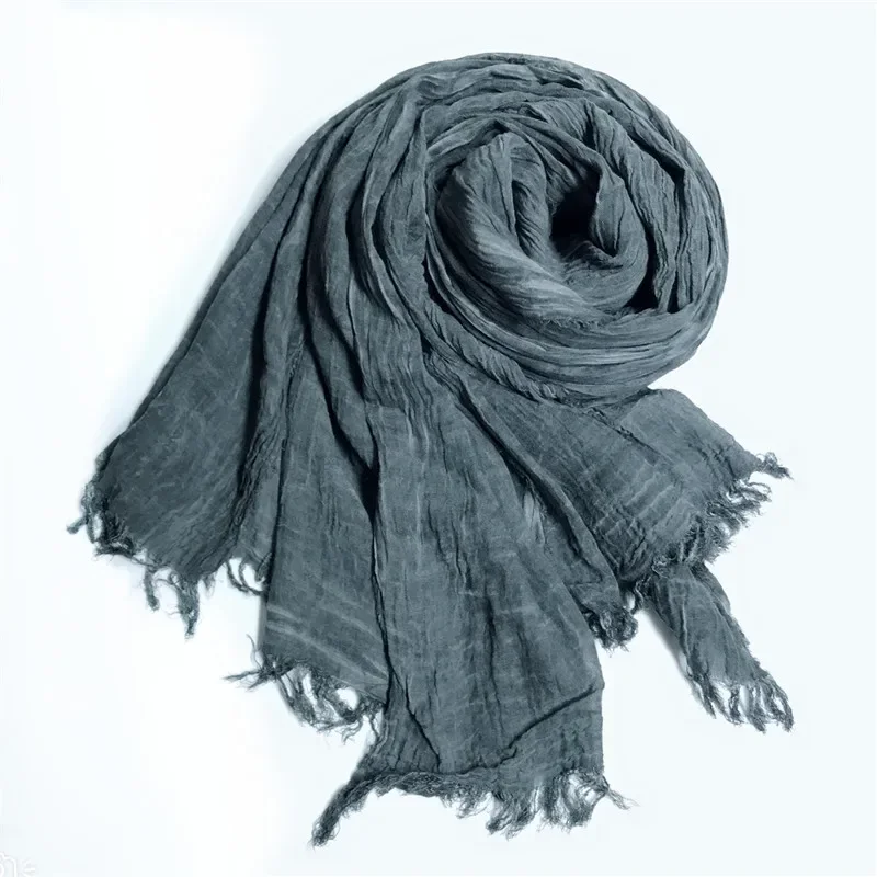 Japanese Style Unisex Cotton Linen Scarf Tie-dyed Autumn Winter Men Scarves Wraps Korean Fashion Men's Bufandas Male Accessories