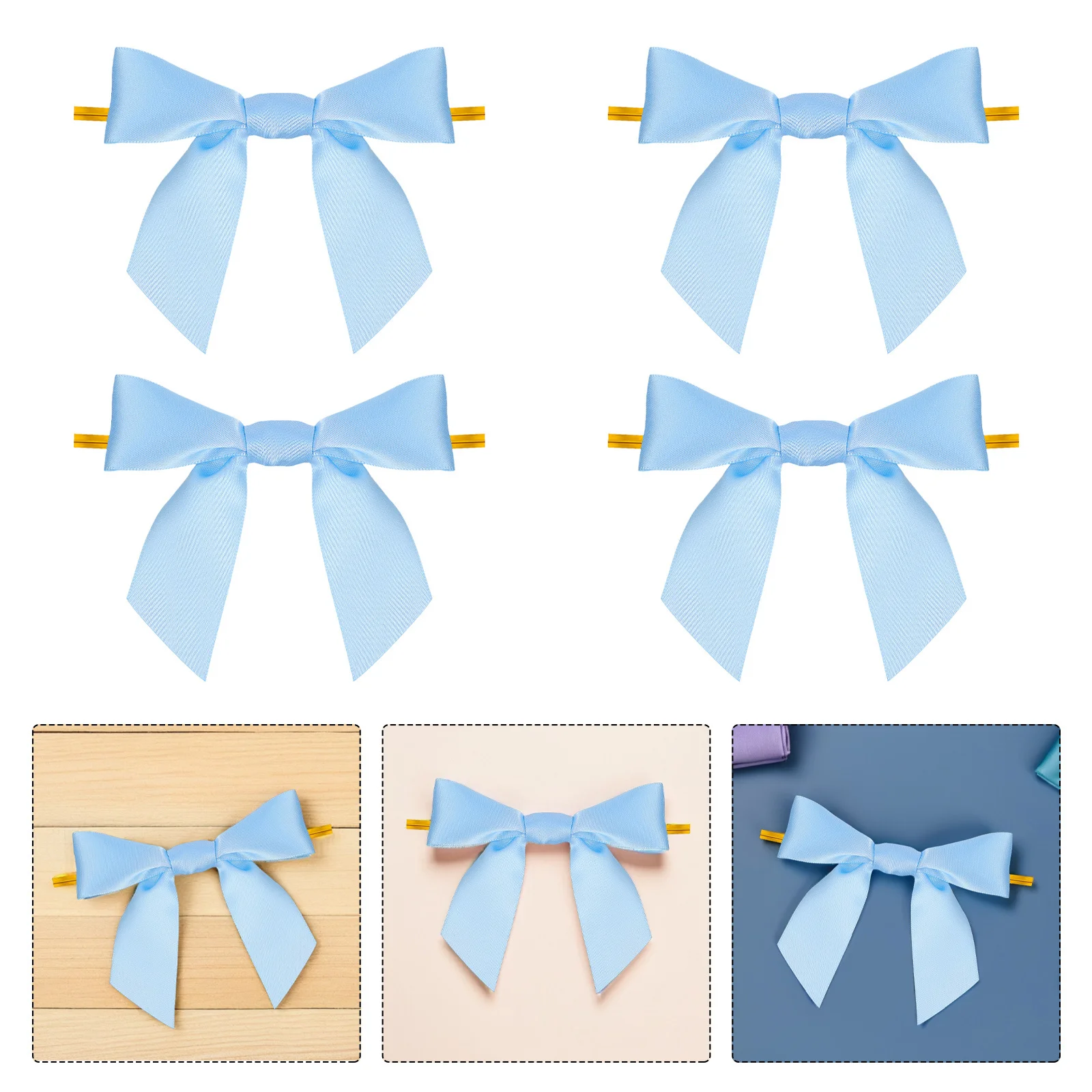 

100Pcs Polyester Bowknot Decor Cute Bow Treat Bags Sealing Fast Easy Use for Holiday Event Packaging Craft Making Projects