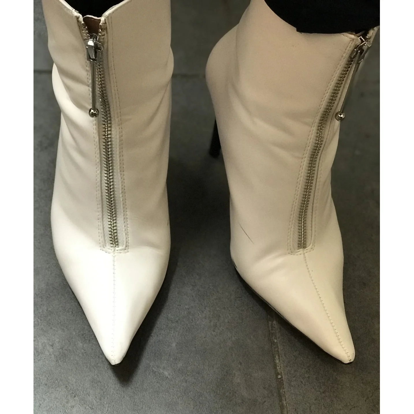 

White Zipper Mid Calf Matte Boots Thin High Heel Round Toe Fashion Sexy Cool 2025 Winter Big Size Woman Shoes Zapatillas Mujer