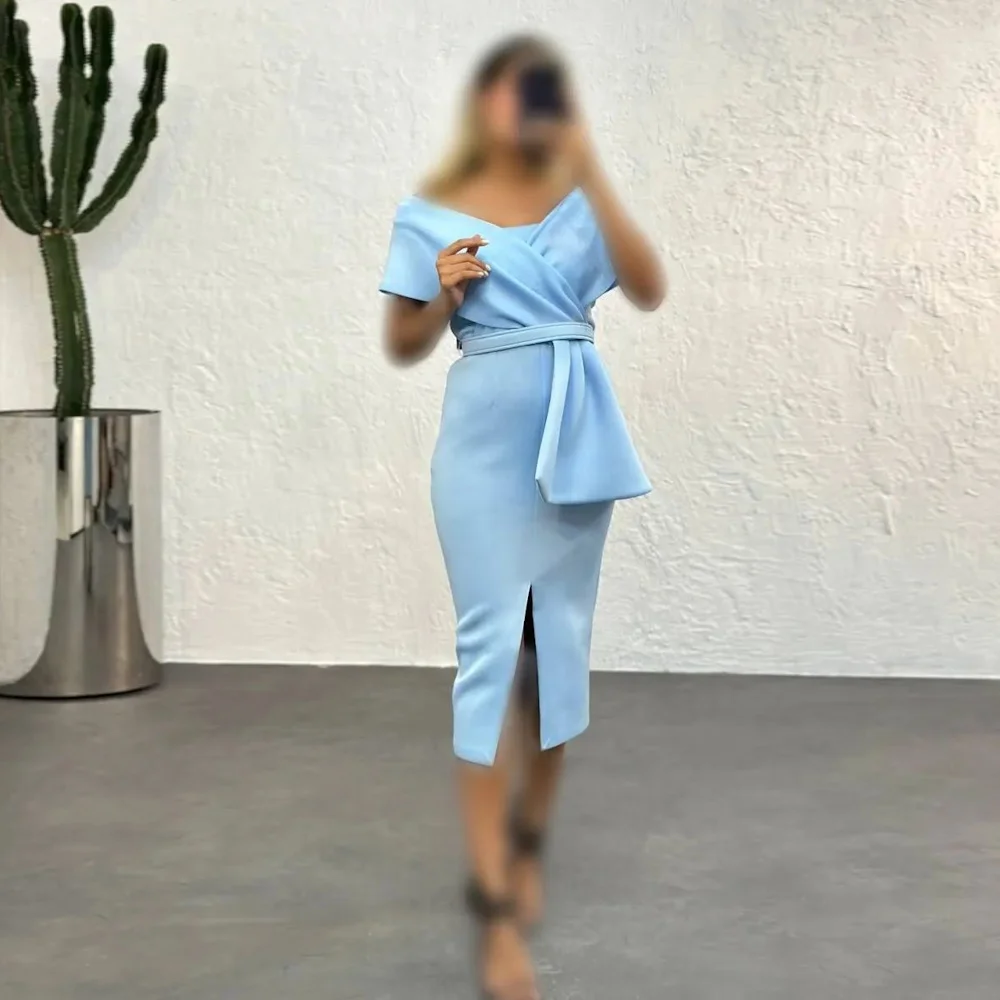 

Mignon Satin Mermaid Sweetheart Populer Prom Gown Ruffle Tea-length Formal Elegant Evening Party Dress for Women 2023