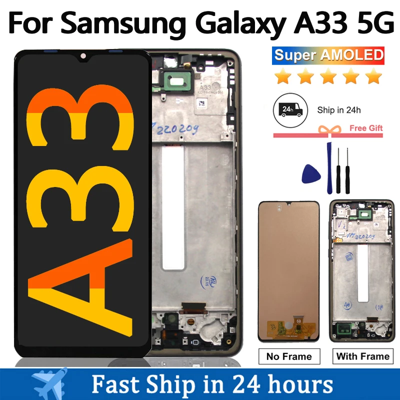 Super AMOLED Display For Samsung Galaxy A33 5G LCD Display Touch Screen Digitizer Assembly For Samsung A33 5G A336 LCD