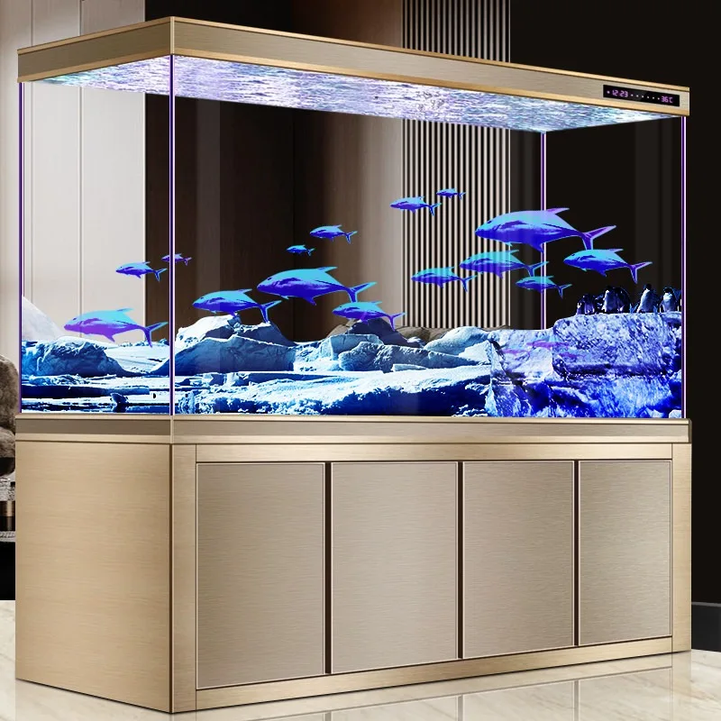 New fish tank living room large aquarium bottom filter ultra-white glass household partition ecological dragon fish tank free of