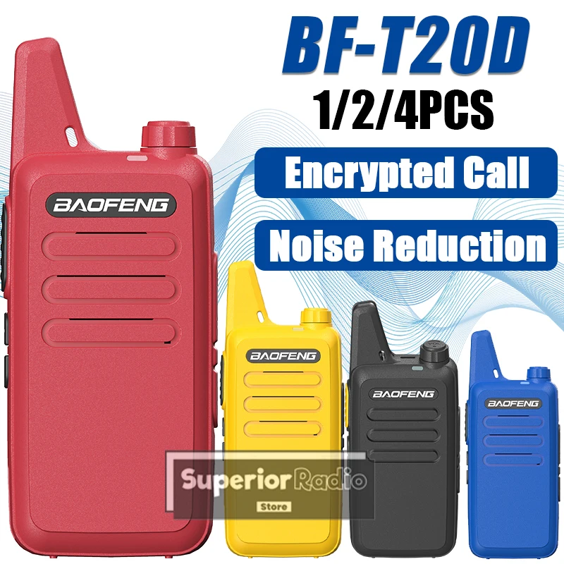 1/2/4PCS Baofeng BF-T20D Mini Walkie Talkie Noise Reduction Type-C UHF Encrypted Call VOX Channel Monitor Upgrade BF-T20 For Kid