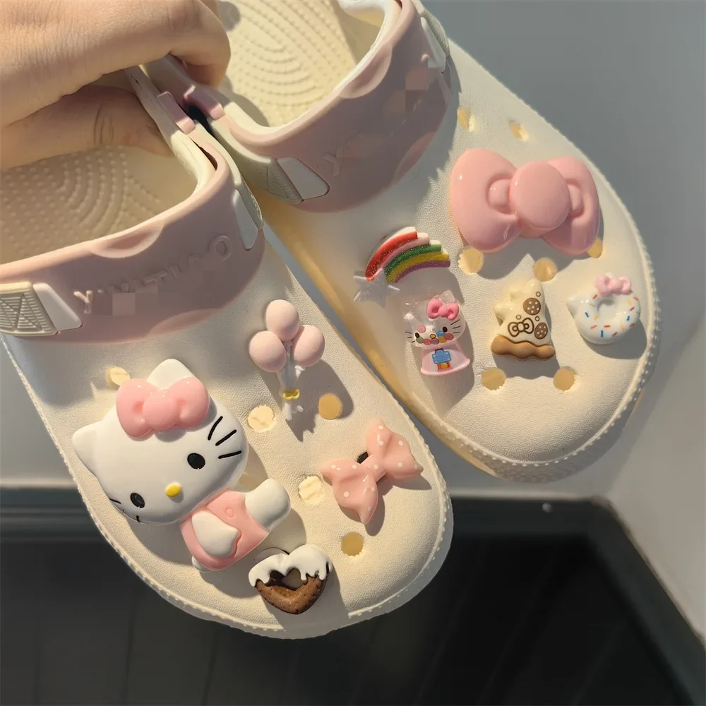 HelloKitty Sanrio Shoe Set Anime Kawaii Kuromi Cinnamoroll Crocodile Buckle Accessories Decoration Buckle Transparent Diy