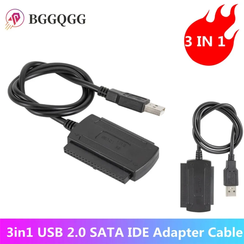 

BGGQGG 3in1 USB 2.0 IDE SATA Converter Cable SATA 2.5 3.5 Inch IDE Hard Drive Disk HDD Adapter Cable for PC Laptop Converter