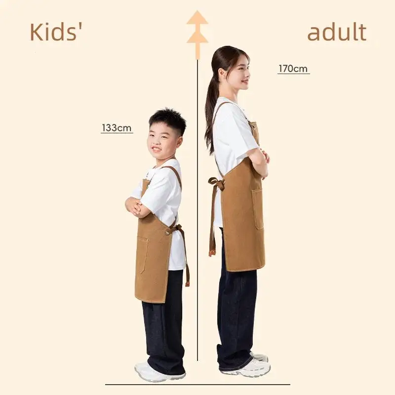 Customized Patterns For Parent-child Aprons Canvas Kitchen Cooking And Painting Handmade Retro Children's Adult Aprons Printed