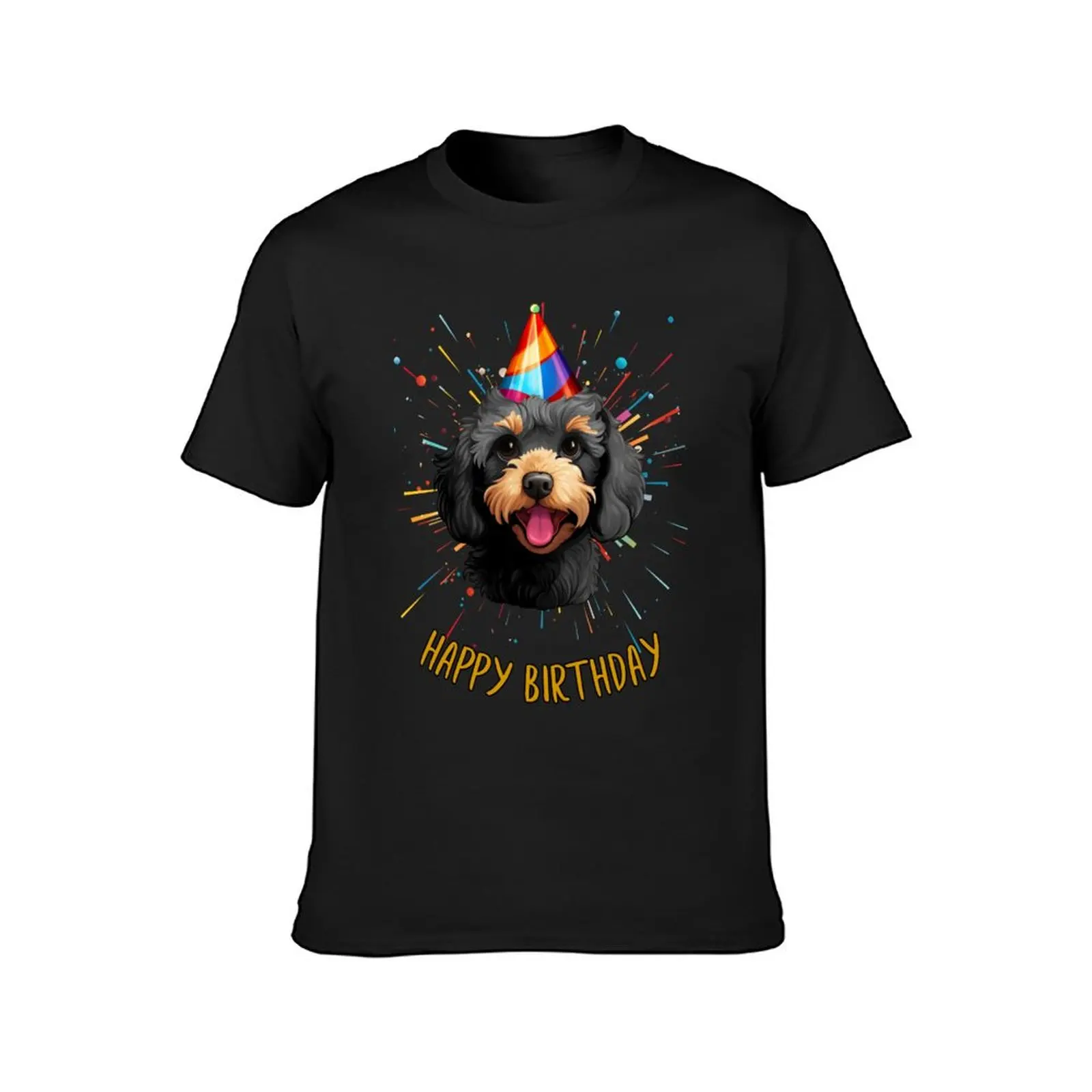 Birthday Cavapoo Cavoodle - Phantom - Happy Birthday! T-Shirt quick-drying boys whites sublime mens vintage t shirts