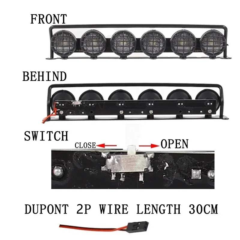 1PCS RC Car 158mm Bright LED Roof Lamp Bar for 1/10  Crawler Upgrade Parts Trxs TRX-4 SCX10 D90 90046