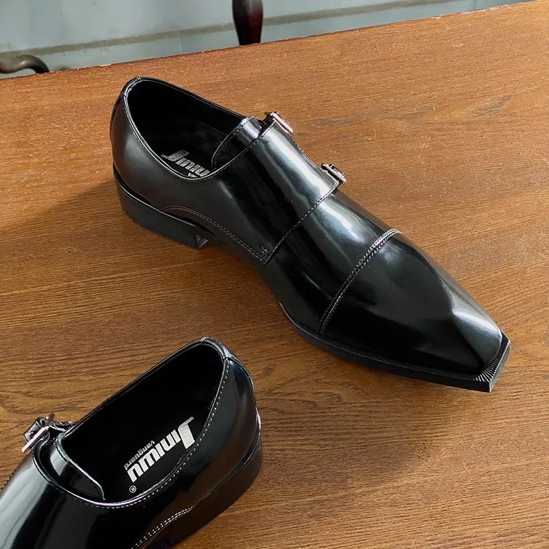 

Мужская обувь на плоской подошве, новые весенние кожаные туфли Mengke на толстой подошве с квадратной головкой, формальные мужские туфли большого размера для банкетов