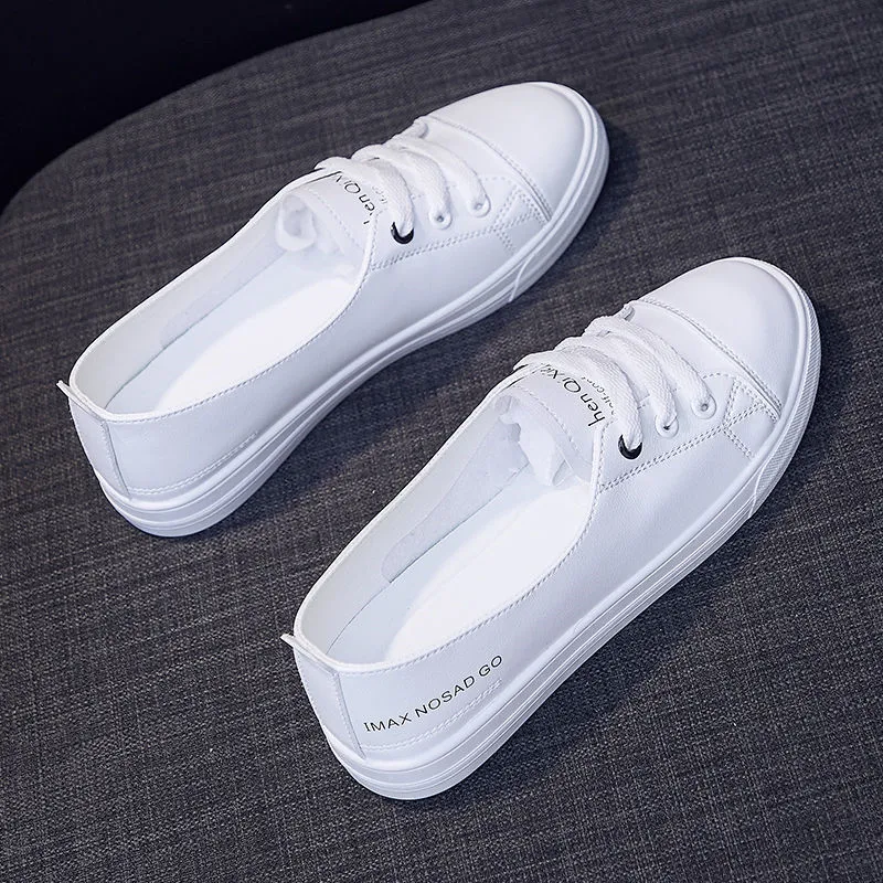 Comemore Demi-season Flat Women\'s Vulcanize Shoes Spring Summer New Casual Loafers Pu Leather Ballet Flats Women White Sneakers