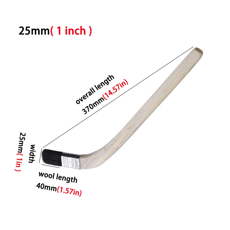 Wooden Handle Side Curved Brush Black Bristle Brush Marine Decoration Paint Coating Latex Cleaning Barbecue Baking Painting