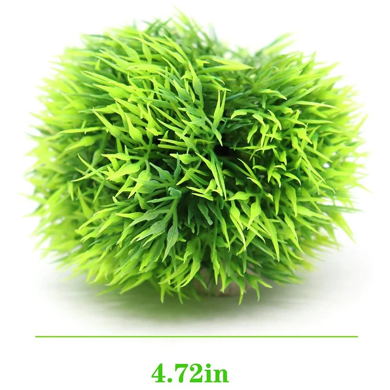 4 Pack Aquarium Plastic Plants Grass Ball, Artificial Marimo Balls Green Water Plants Fish Tank Decorations