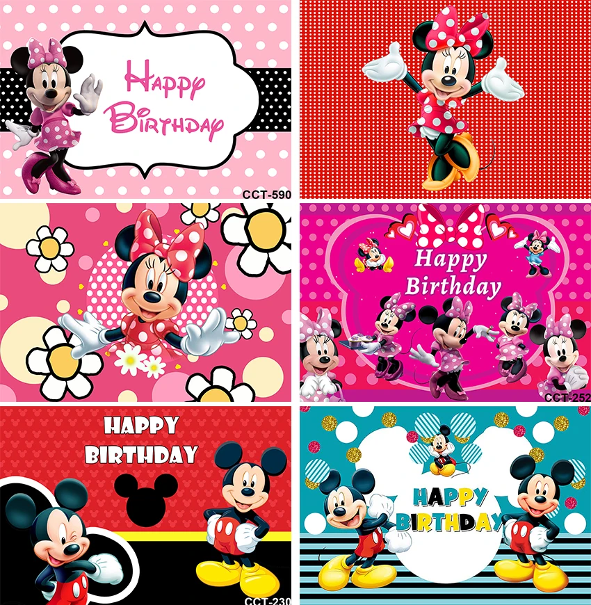 

Minnie Mickey Mouse Photography Backgrounds Vinyl Cloth Photo Shootings Backdrops Baby Birthday Party Photo Studio Backdrops