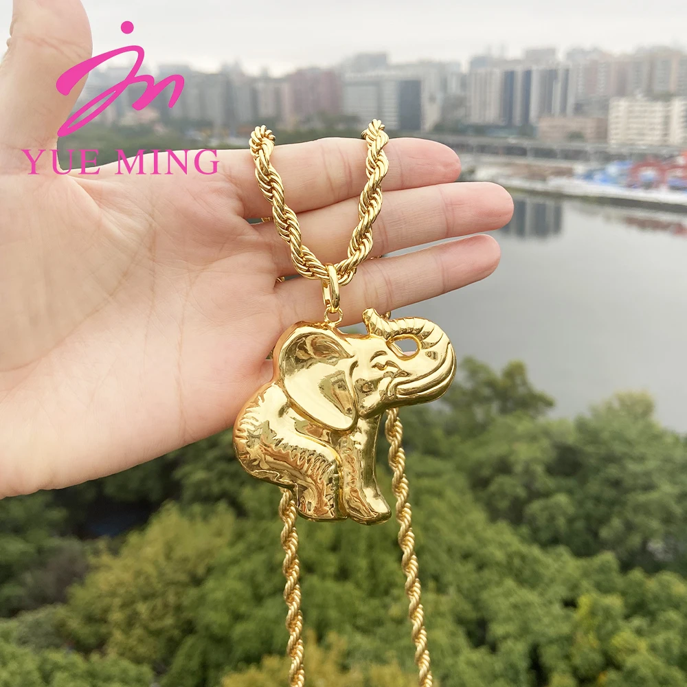 2023 Fashion Elephant Pendant Necklace Animal 60CM Chain for Women Choker Vintage Copper Jewlery Accessories Daily Wear