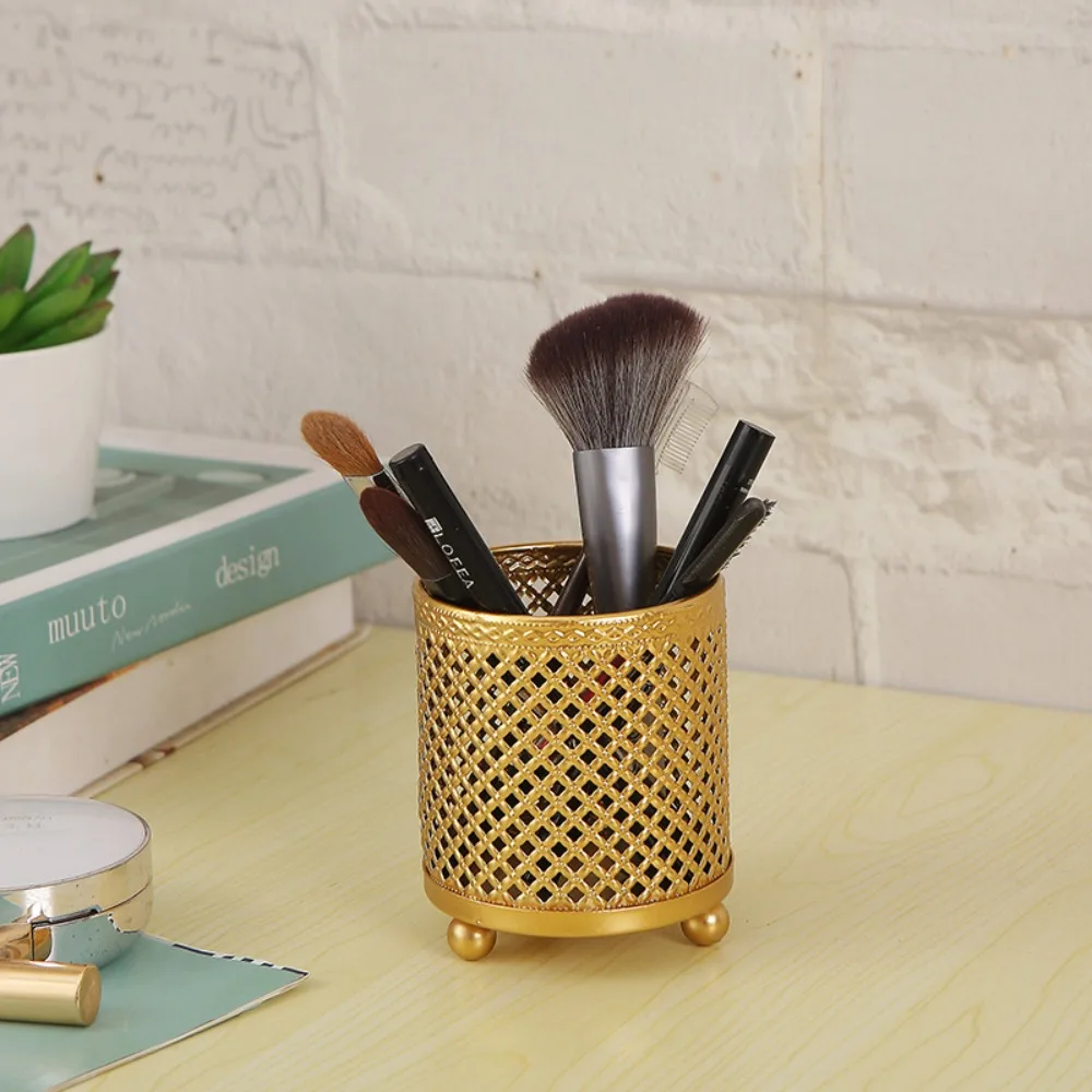 1pc Simple Desk Cup Fashion Style Pen Holder & Multi-Purpose Beauty Tool Organizer Decorative