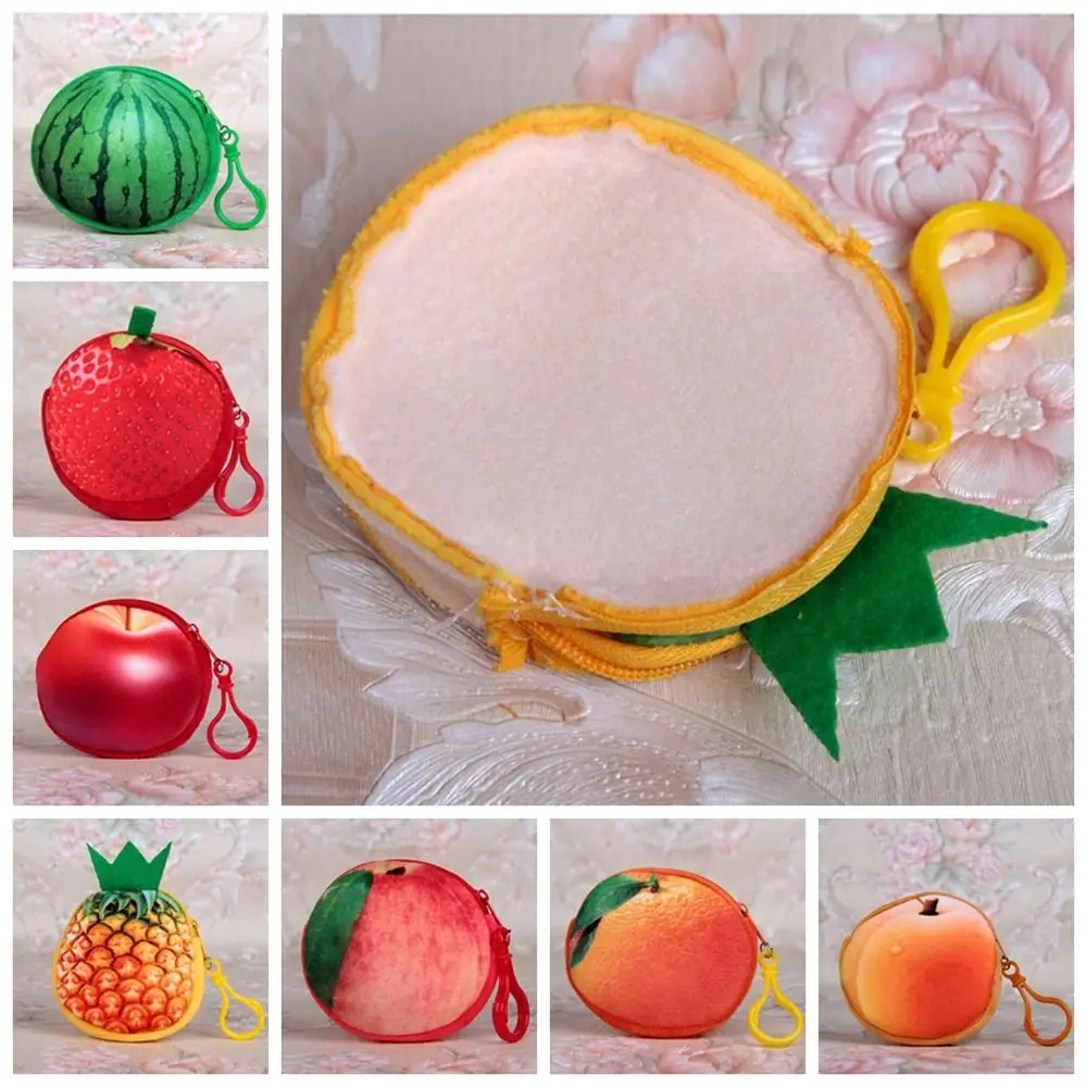 Fashion Watermelon Fruit Coin Purse Strawberry Peach Strawberry Card Holder Zipper Huangtao Plush Wallet Shopping
