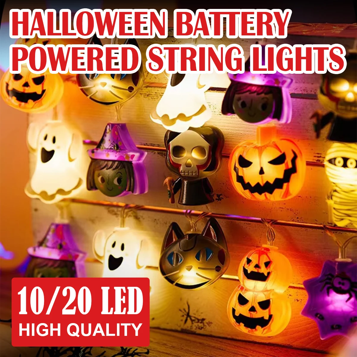 10/20 Led Halloween String Lights Camping Witch Party Module Warmwhite Warm Garden 20Leds Small Flashing Diy Mummy Indoor Rope