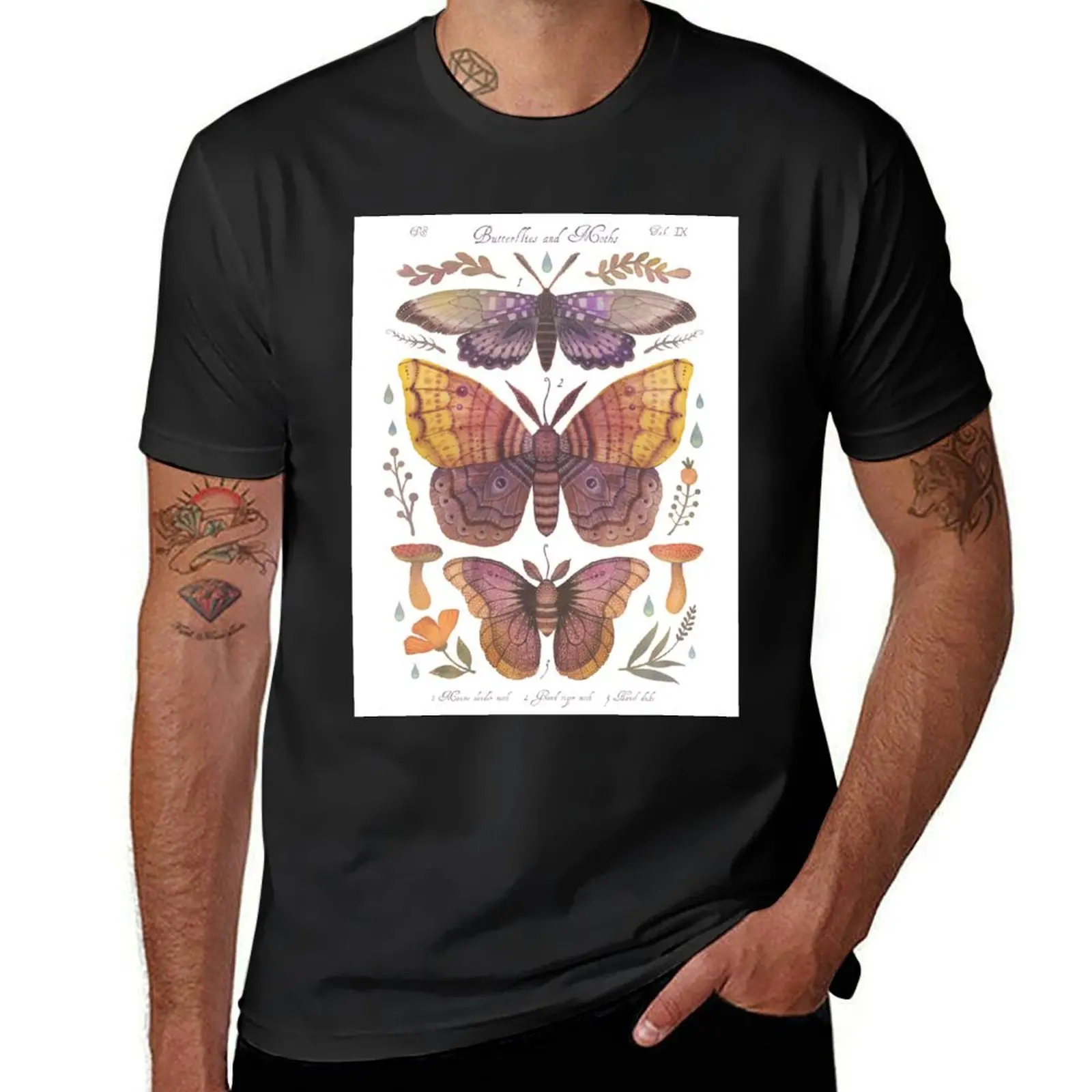 Butterflies and Moths Tab.IX T-Shirt Blouse anime clothes heavyweights tees men graphic t shirts