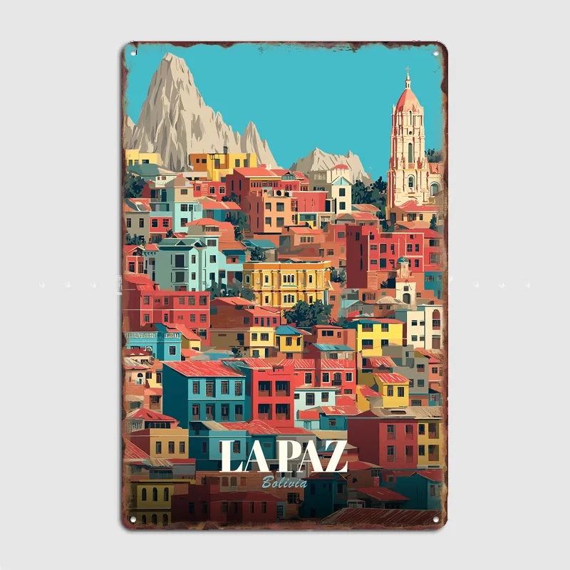 La Paz, Bolivia Cityscape Poster Metal Sign Room Decor Life Wall Custom Bedroom Indoor Home Wall Decor Posters Room Decoration