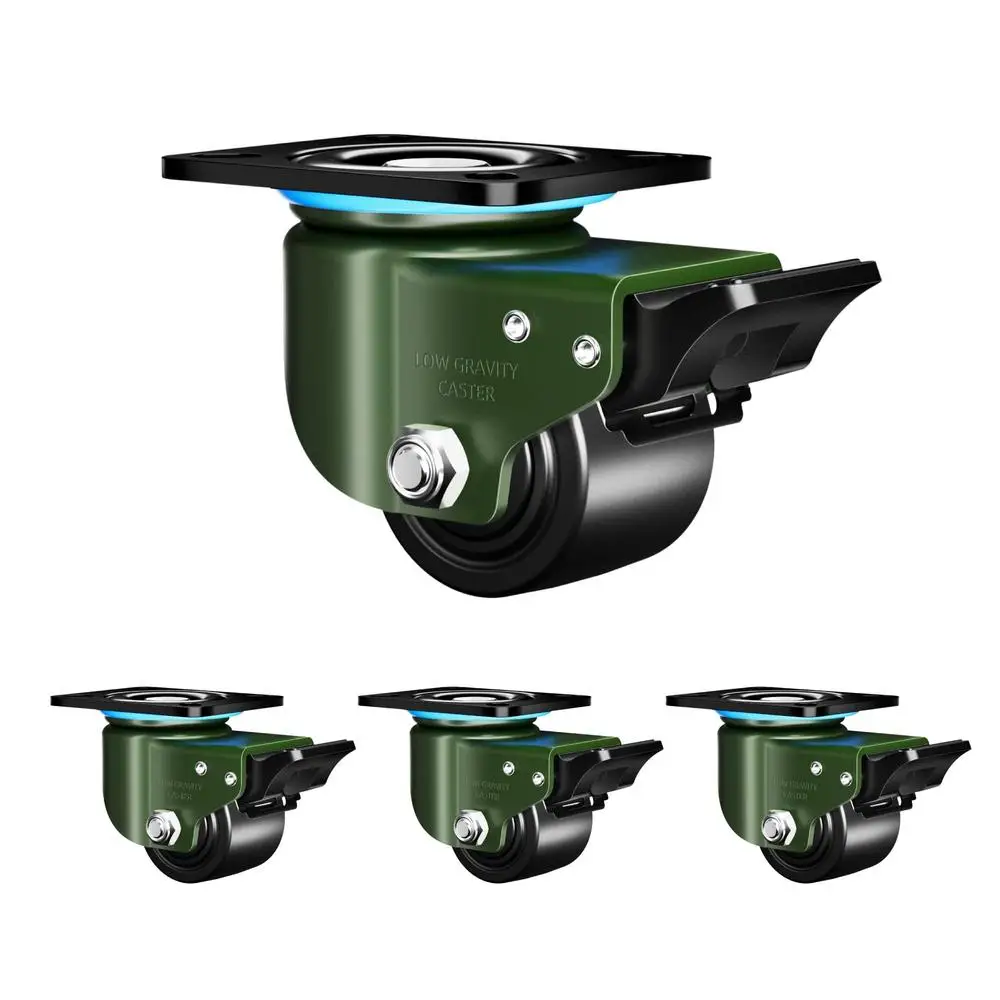 Industrial Caster Wheels 2.5" 3300lbs Load Capacity Plate Mount Heavy Duty Nylon Casters Equipment Machinery