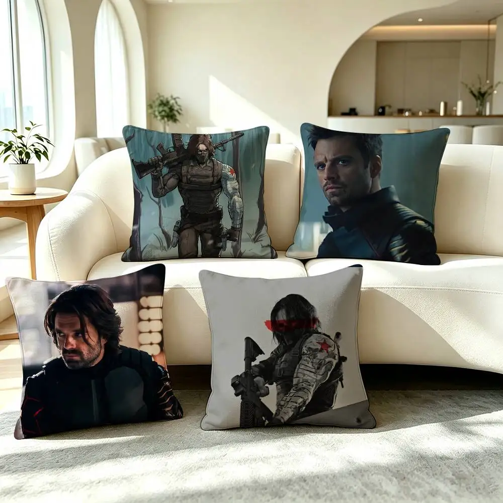 B-Bucky Barnes Winter Soldier Square Double-Sided printed Pillow Case Bedroom Bedside Pillow Sofa Cushion Cover