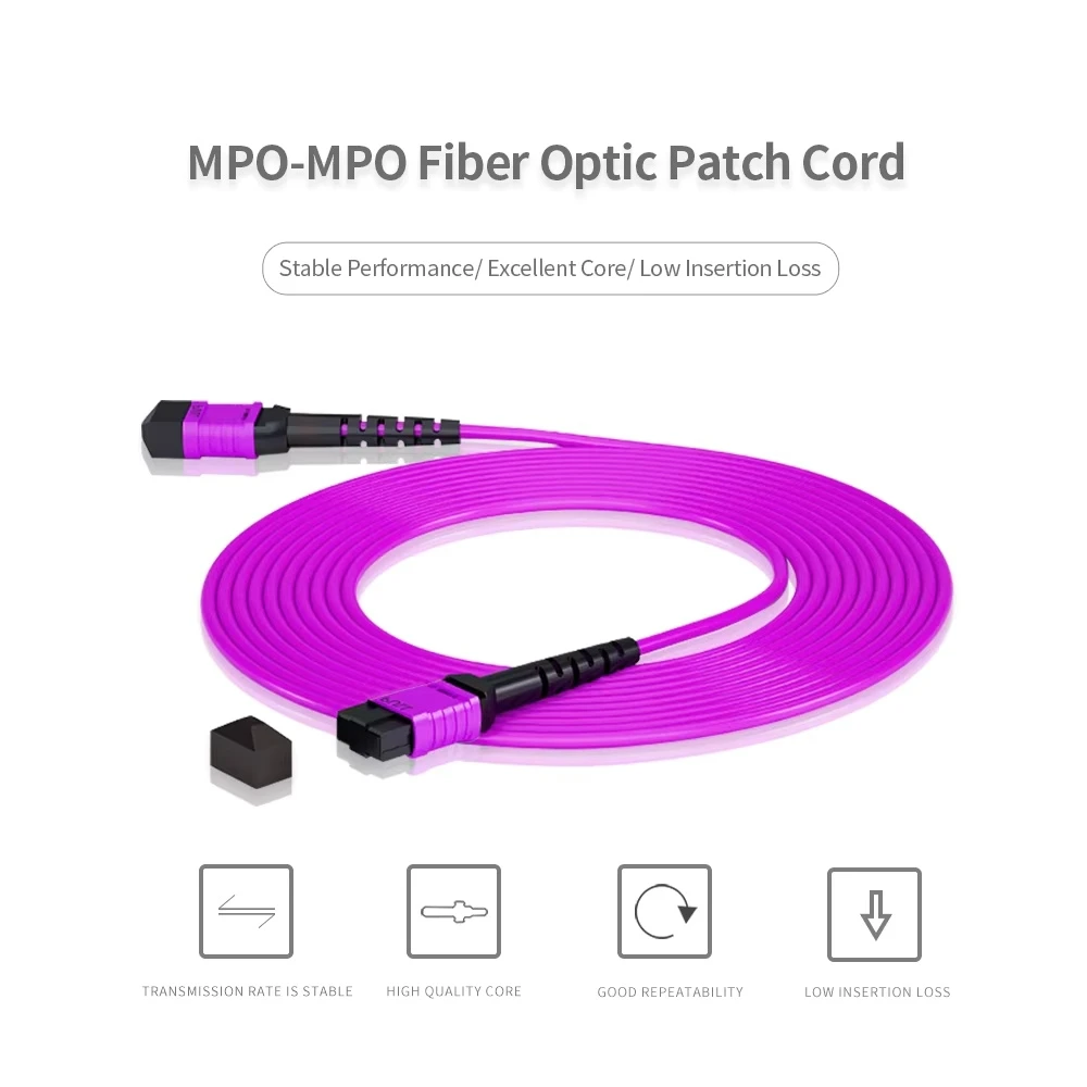 MPO to MPO Fiber Optic Cable 12 Core OM4 Multi-Mode 40Gb/100Gb Fibers Female For QSFP+Transceivers MTP Compatible Application