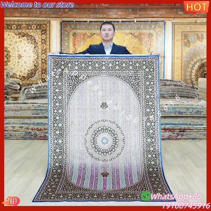 CECertificate 122x183cm YILONG Handmade Silk Rugs Persian Classic Floral Art Washable Non-Slip Carpets for Mosque