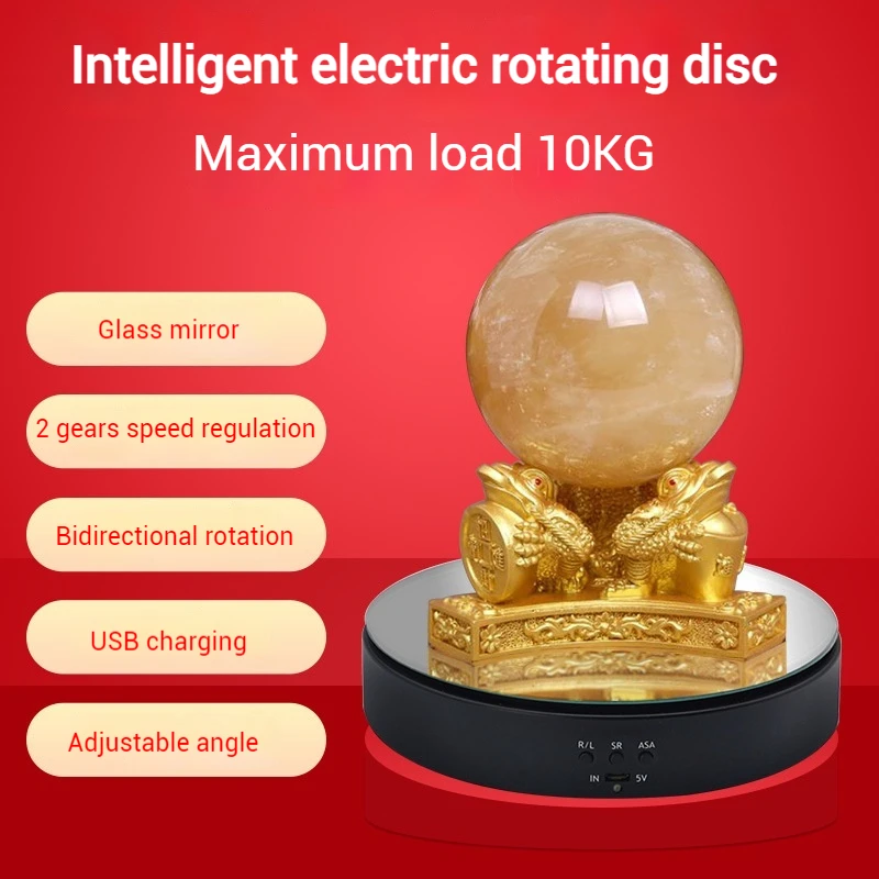 2-Speed Smart Rotating Display Stand /w Adjustable Angle USB Rechargeable Turntable for Product Photography E-commerce Showcase