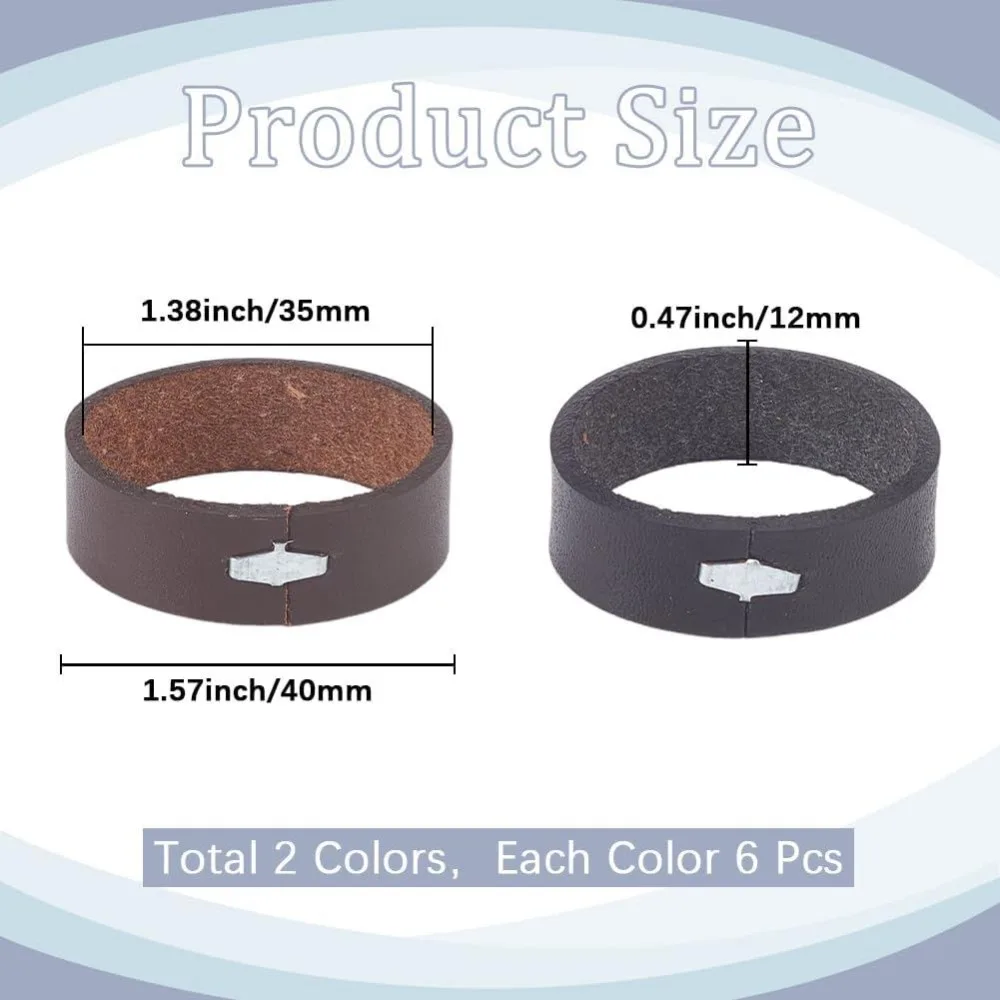 12Pcs Cowhide Belt Loop Keeper Leather Watch Belt End Holder Straps Stays Retainer Tool Black Brown Belt Band Replacement Fit