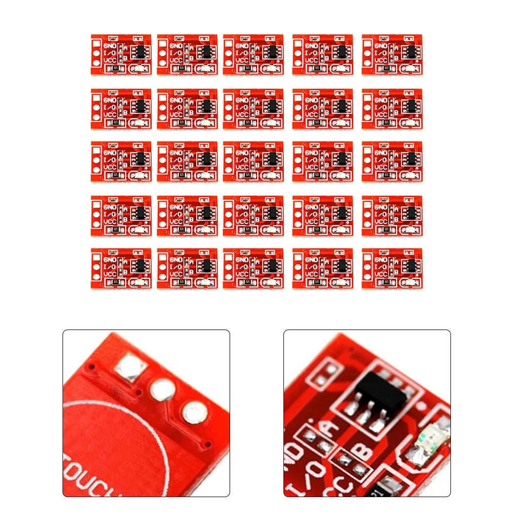 20Pcs TTP223 Touch Button Modular Self-Locking Micro Capacitive Switch Red Single Capacitive Switch 2.5V-5.5V Electrical Equipme