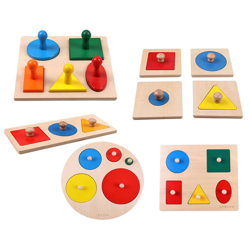 Giocattoli puzzle Montessori Forme geometriche in legno Ordinamento matematica Gioco educativo per l'apprendimento prescolare colorato Giocattoli per bambini