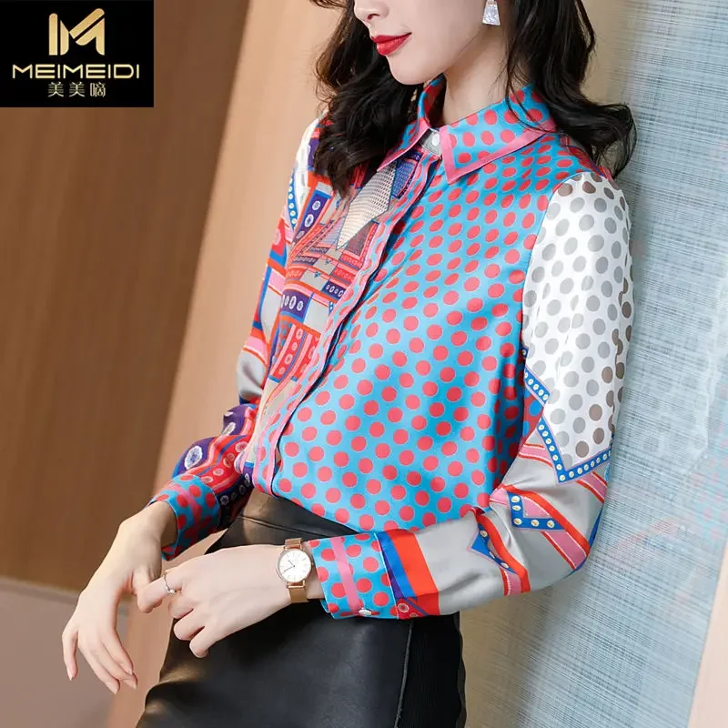 

Blouse Women Shirt Women's Spring Printed Long-Sleeved Top Blusas Mujer De Moda