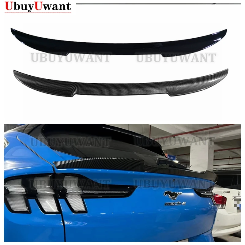 Per Ford Mustang Mach-E 2021 + Baule Posteriore Labbro In Fibra di Carbonio Look ABS Ala Spoiler Car Styling Baule Posteriore Spoiler Accessori