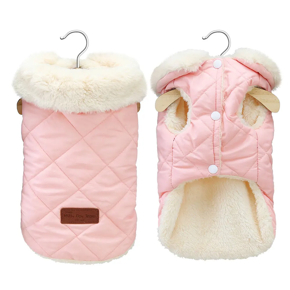 Warme Chihuahua Hund Katze Kleidung Winter Pelz Kragen Kleine Hunde Welpen Mantel Dicke Baumwolle Haustier Jacke Outfits Kleidung für Kleine Hund Mops – Detail 9
