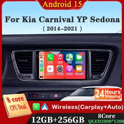 Android 15 Carplay Auto For Kia Carnival YP Sedona 2014 2015 2017 - 2021 Multimedia Car Radio Player WIFI+4G DSP Stereo 2 Din
