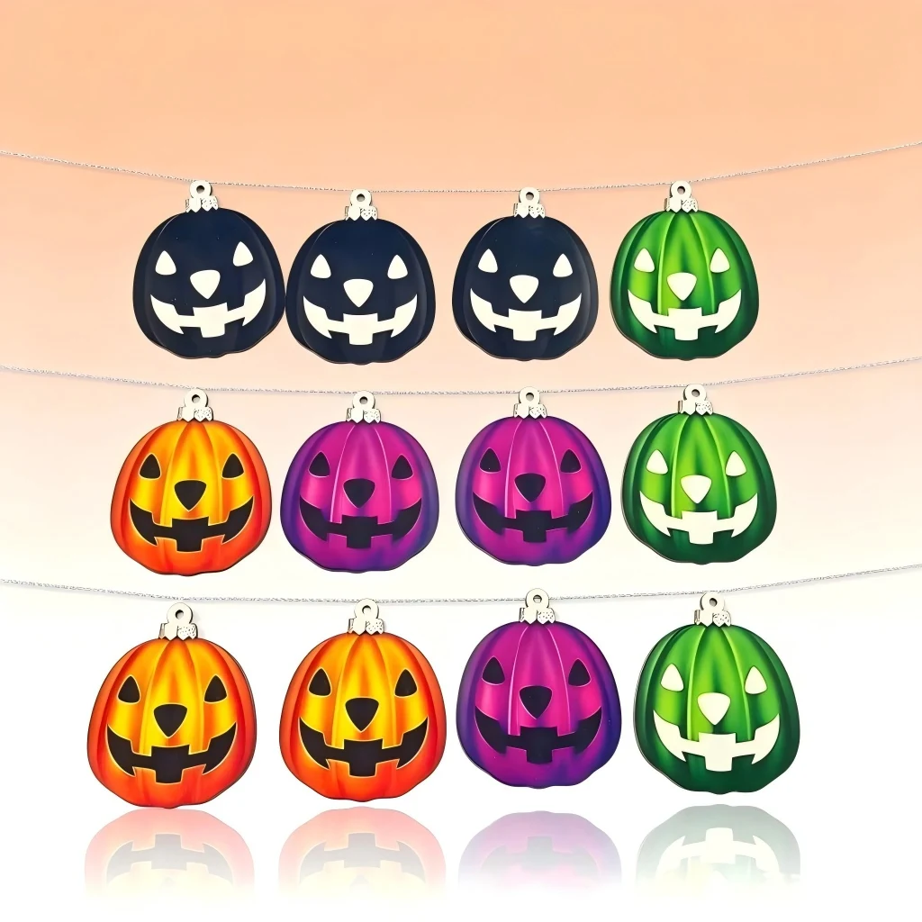 (12 Pieces/bag) 6.6x8cm Halloween Wooden Pumpkin Decoration Holiday Atmosphere Photo