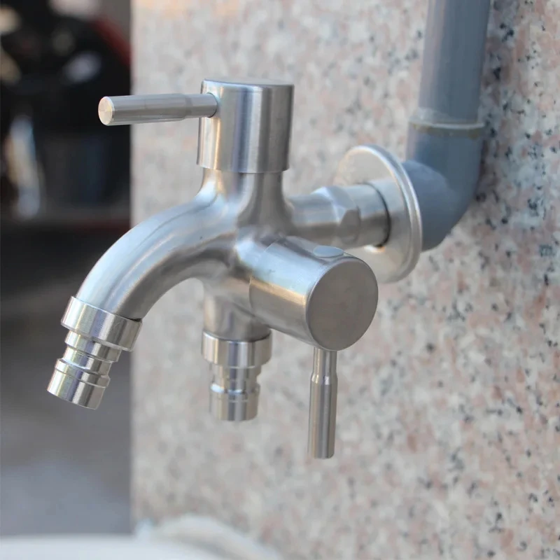 1pc 304 máquina de lavar multifuncional de aço inoxidável, torneira de saída dupla