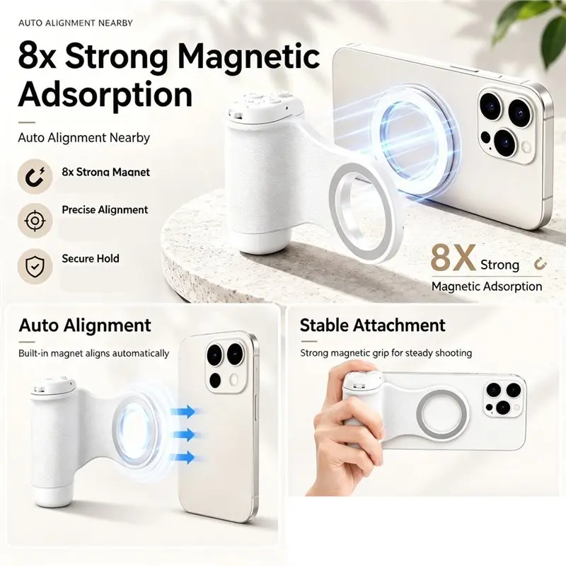 FEDI-Magnetic Phone Stabilizer Wireless Bluetooth Zoom Remote Controller Photography Video Aid Black